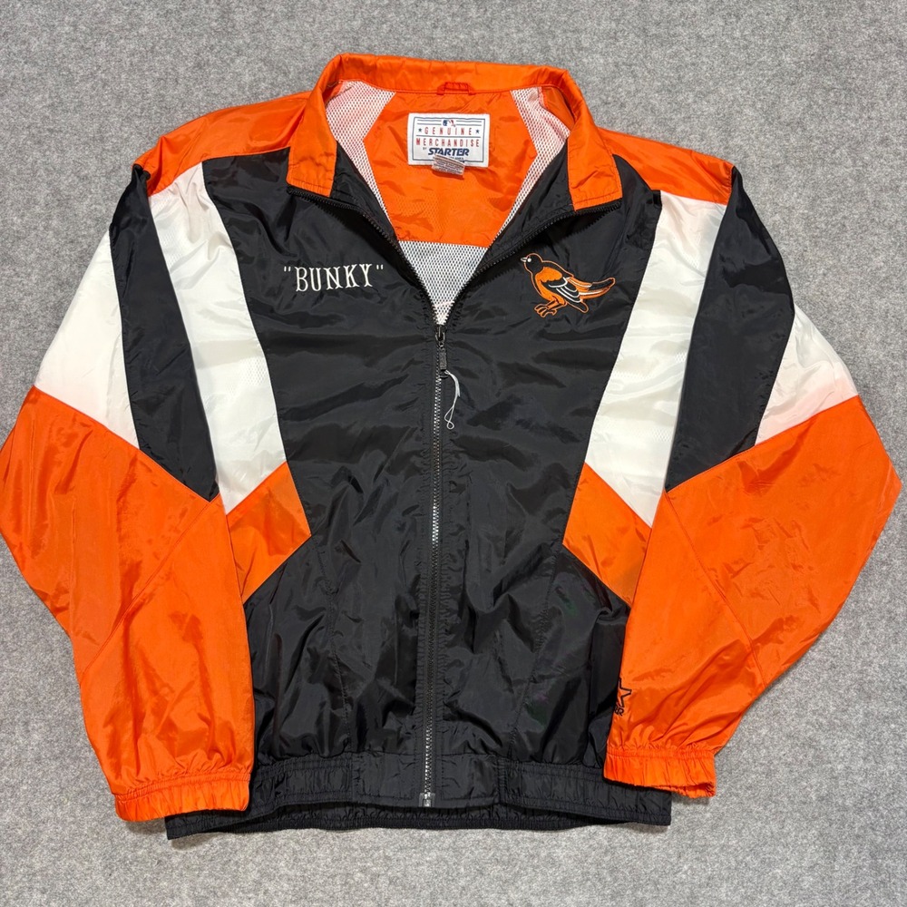 Vintage Starter Baltimore Orioles Windbreaker Jacket Mens Large Orange Black MLB